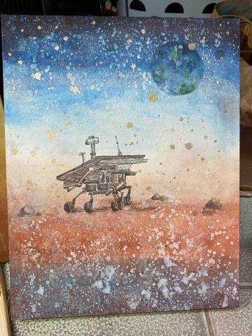 詹棅權Eric - 膠彩作品-消失的阿姆斯壯