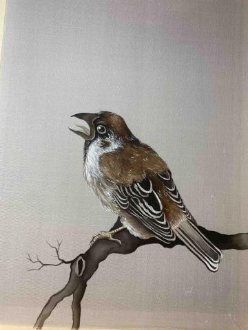 詹棅權Eric - 膠彩作品-小麻雀