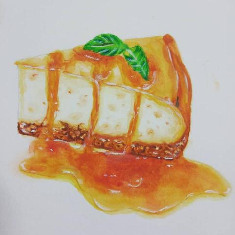 東野 - 水彩作品-起司蛋糕