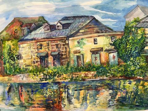 蔡昀庭 - 小樽運河
媒材：水彩
尺寸：4開
年代：2023