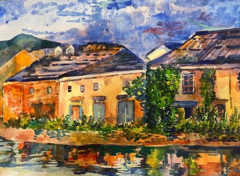 蔡昀庭 - 小樽夜景
媒材：水彩 
尺寸：8開