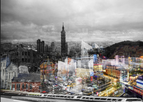 蔡昀庭 - Taipei City Image and Imagination
影像合成
年代：2022
創作理念：
將台北市印象深刻的景象與建築（ 近景、中景、遠景） 做疊加與特效， 結合了現代感建築與具有歷史年代建築交錯。從信義商圈延伸到台北舊城區。影像合成傳達台北的城市意象與象徵性地標融合。
