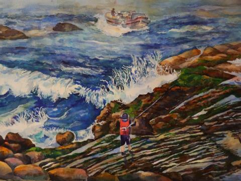 蔡昀庭 - 基隆海景
媒材：水彩
尺寸：4開