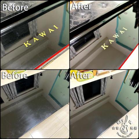 合音樂器行-林彥輝鋼琴調音師 - 關廟區客戶：張先生 KAWAI 鋼琴
預約鋼琴美容：漆面年久髒污，上蠟除污+鏡面拋光
前後對比強烈！！