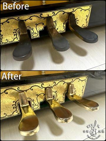 合音樂器行-林彥輝鋼琴調音師 - 關廟區客戶：張先生 KAWAI 鋼琴
預約鋼琴美容：踏板除鏽+拋光
前後對比強烈！！