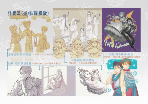 包包包包 - 塗鴉/簡易上色的價目表