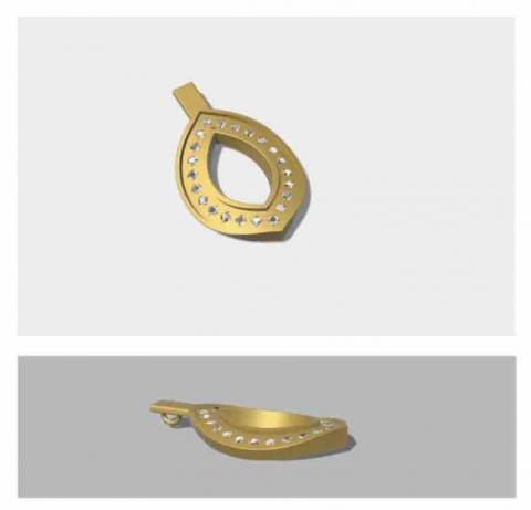 冷空氣首飾建模 - 曲面葉形墜飾/起丁鑲－渲染