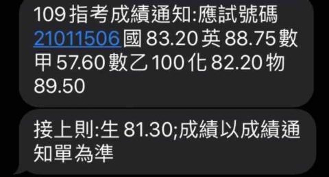 許鶴騰（家教老師） - 109指考成績