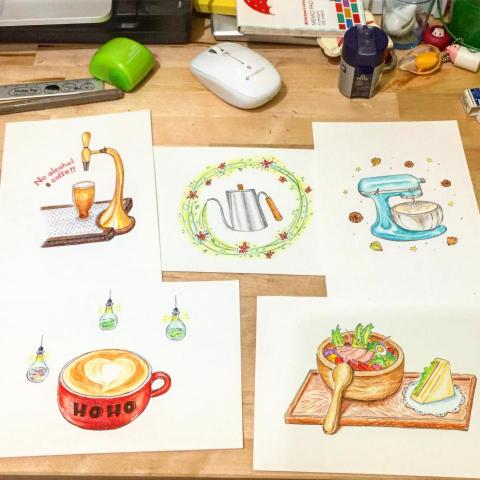 QUEENA LEE - ＨＯＨＯ咖啡menu插圖設計