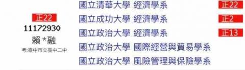 賴昭融 - 政大的另外兩個系因為時間問題而沒有選擇去面試