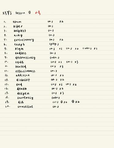李亭儀 - 上課前的會考上週教的單字片語