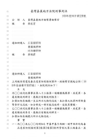 黃國誠律師 - 嘉義地方法院【起訴販賣,變更法條為轉讓禁藥】 黃國誠律師 - 嘉義地方法院【起訴販賣,變更法條為轉讓禁藥】
