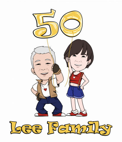 Shuu 舒符畫 - 50周年似顏繪，客戶用來製作衣服