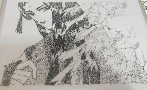 Yu ki - 人物點描，需要極大的耐性、細心及穩定性
作品完成時間約３個小時