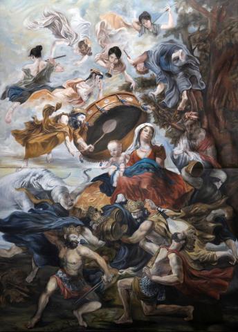 鄭延齡非凡國際藝術 - 鄭延齡巨幅油畫（籃毘尼。悉達多太子的誕生）高410公分寬290公分