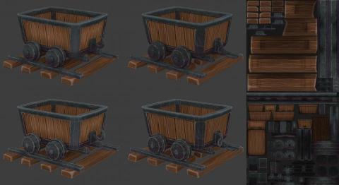 陳子祺 - 遊戲場景物件3D模型(礦車與鐵軌模型)