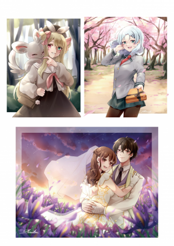 AK個人繪畫工作室 - 人物插畫設計：可依照客戶需求做搭配與人物的動作，背景可有可無，圖片尺寸可依照客戶需求做調整。