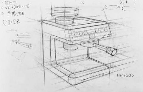 Han studio  邱柏翰 - 素描結構課堂示範，從簡化形狀到裝入透視，
課堂帶著學生講解一起操作