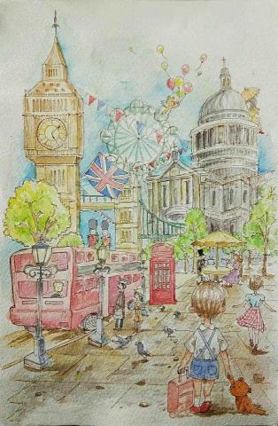 Hsiao插畫區 - 水彩插畫-英國街道