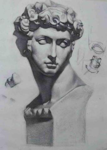 林峻銳 - 石膏像練習 炭筆素描