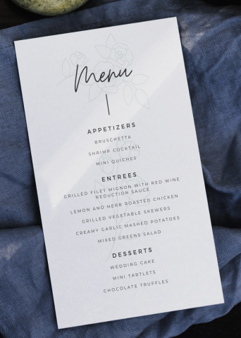 INRASSION - 婚禮菜單設計,簡約時尚風格,以優美字體、花朵和淺綠色帶出淡淡的優雅 INRASSION - 婚禮菜單設計,簡約時尚風格,以優美字體、花朵和淺綠色帶出淡淡的優雅