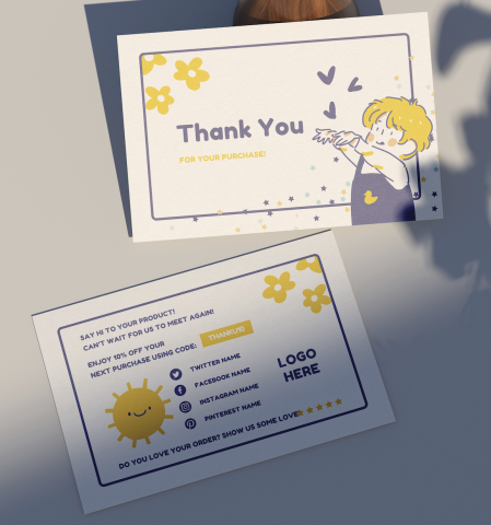 INRASSION - 商店感謝卡片設計,可愛活潑風格,以顏色、人物及背景營造出可愛親切的品牌形象 INRASSION - 商店感謝卡片設計,可愛活潑風格,以顏色、人物及背景營造出可愛親切的品牌形象