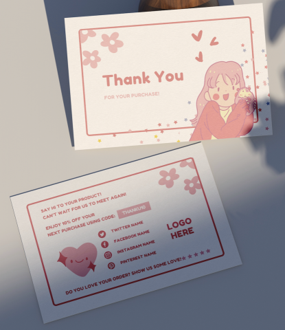 INRASSION - 商店感謝卡片設計,可愛活潑風格,以顏色、人物及背景營造出可愛親切的品牌形象 INRASSION - 商店感謝卡片設計,可愛活潑風格,以顏色、人物及背景營造出可愛親切的品牌形象