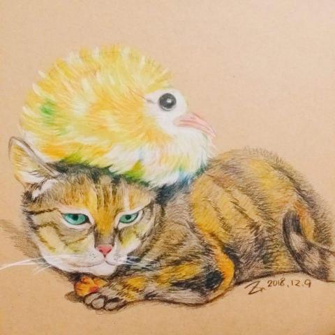 鯨魚 - 色鉛筆作品