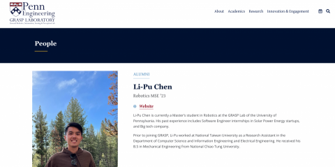 Li-Pu Chen - 官方賓大網站校友證明