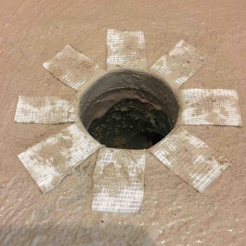 昭和小工 - 落水管邊
纖維網太陽式特殊補強工法