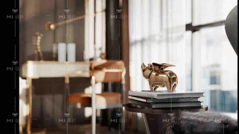 MJ設計.渲染.3D - 渲染-軟裝擺設（金屬感）