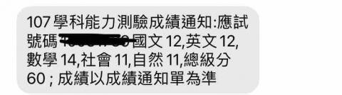 林孟翰 - 應屆學測成績