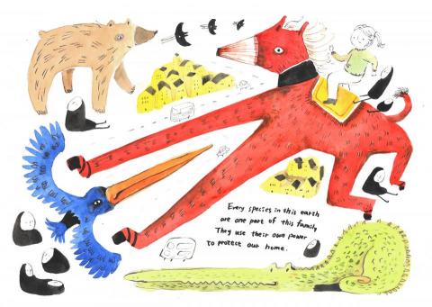 Sienya Illustration - 【 Zine小誌創作 】
＿長腳的動物們（底頁）