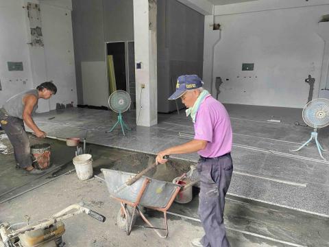 開心農業社 - 中山路裕豐展示中心花崗石地板施做中