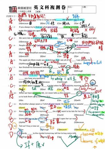 蔡心喬 - 考私中學生考卷訂正筆記