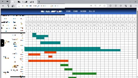 Owen - 專案資料顯示網頁
依據資料庫之專案內容,產生相應之甘特圖,可用於了解現場作業進度,並能透過配合電腦資料庫程式,達成專案控管