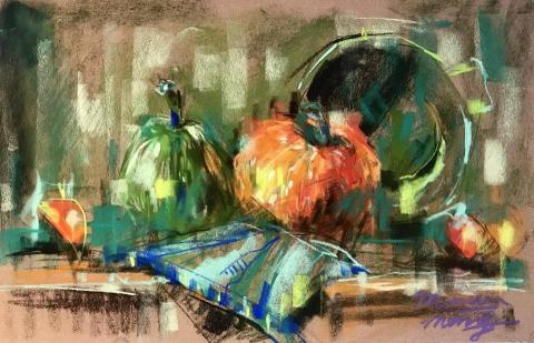 孟家彤 - 《交響樂—綠》2023
粉彩、紙本/49.2cm*32.0cm