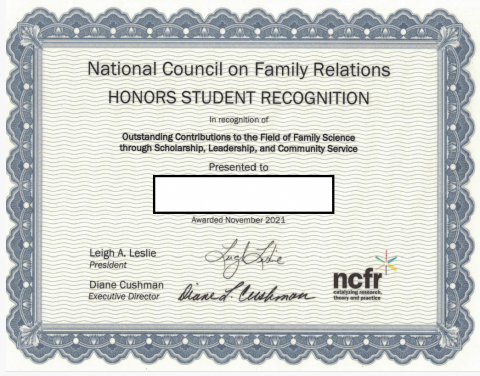 BC_Academic_Writing - Honors (PhD) Student Recognition, granted by National Council on Family Relations