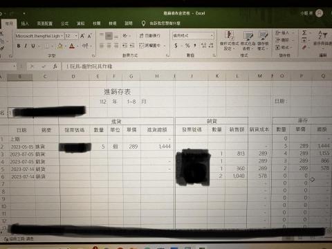廉恩記帳士事務所 - 2-2.客製化進銷存表，在使用中不斷優化，利客戶統計也利事務所核對。