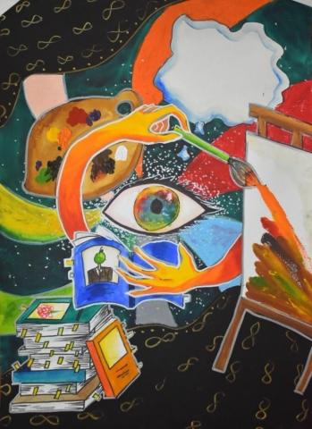 冰沙美術工作室🖌️✨ - 我考大學時練習創意表現的作品，主題為夢想實踐