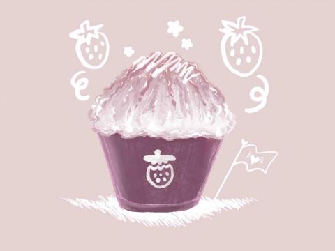 抹MOU 個人工作室 - 食物可愛插畫（草莓刨冰）