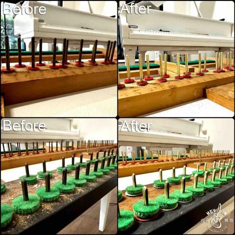 合音樂器行.調音 - 鋼琴琴鍵釘除鏽+潤滑
前後對比強烈!!