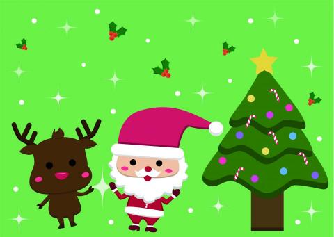 李小軒 - 聖誕卡片
找幾張不同的圖片用鋼筆工具描繪聖誕老人和麋鹿，星形工具選三角做聖誕樹上放棒棒糖，背景以下雪天和亮光、裝飾品營造氣氛