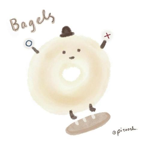 皮兔插畫設計 - 貝果與麵包小圖案