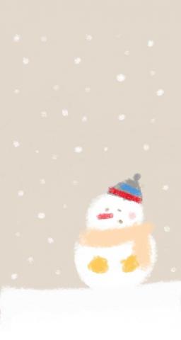 皮兔插畫設計 - 下雪與雪人 冬天手機封面背景圖