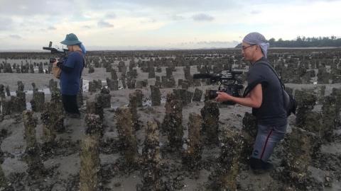 張君威 - 外景節目團隊於金門海邊，紀錄蚵民生活