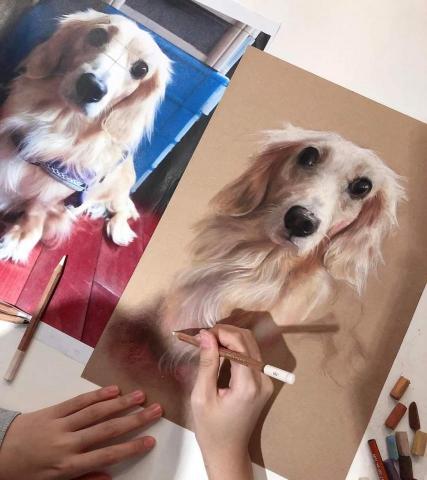 芊＆繪畫 - 興趣創作_動物畫（粉彩色簽筆）