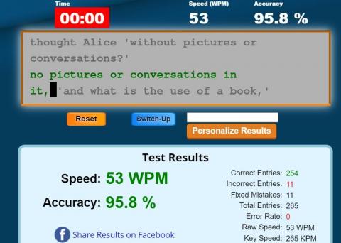 曾佳芳 - 英打示意圖 一分鐘速度約50字
