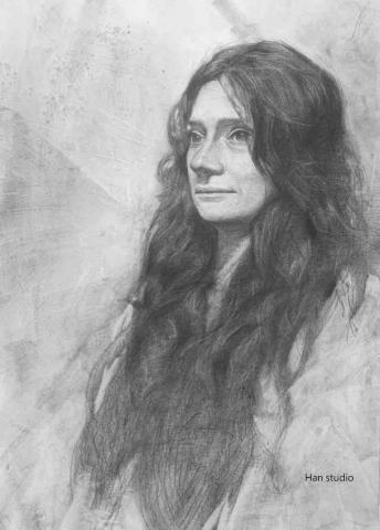 Han studio  邱柏翰 - 肖像寫生練習，在操作上需要注意大區塊之間關係，避免局部畫過頭
