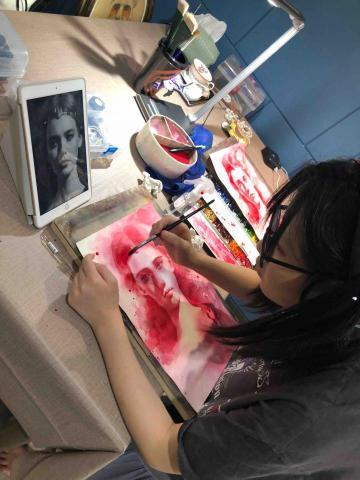 蘇上瑄 - 小孩上課過程-人像水彩